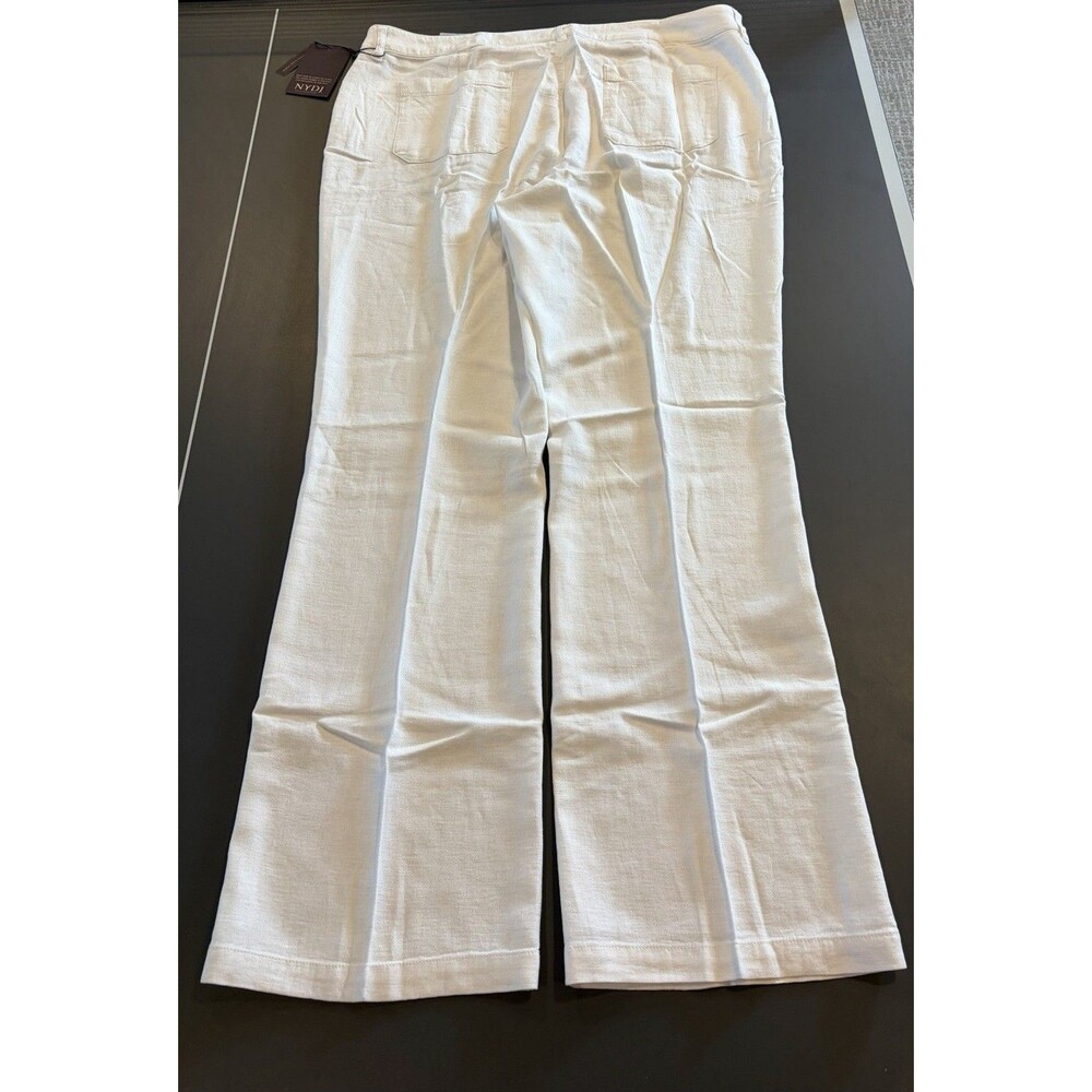 NYDJ Teresa Trouser White Linen Pants Sz 16 Waist 36 inches# vacation# coastal
